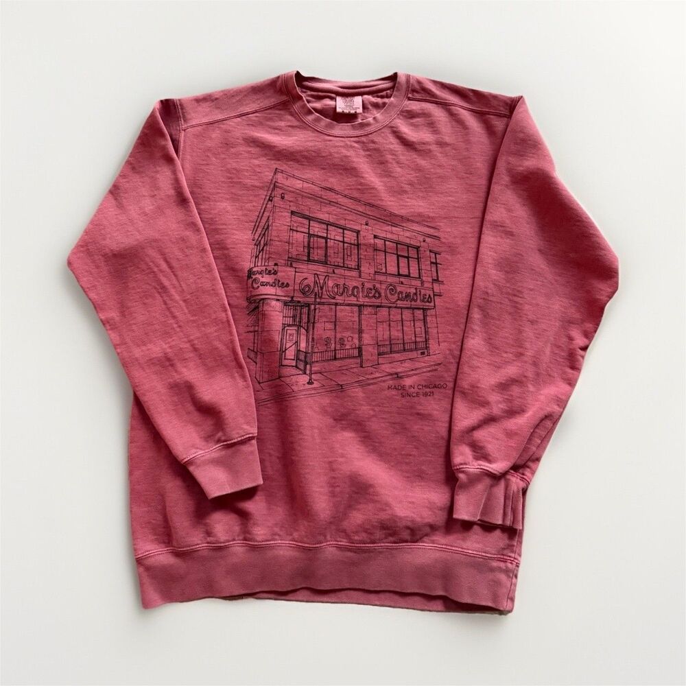 Margie’s Candies Pink Graphic Print Pullover Crewneck Sweatshirt Men's M